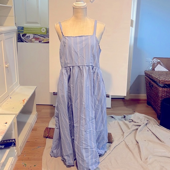 a new day Dresses & Skirts - A New Day Blue Striped Midi Sundress with Pockets